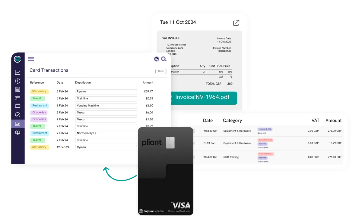 Card transactions from Pliant cards reconciled in Capture Expense