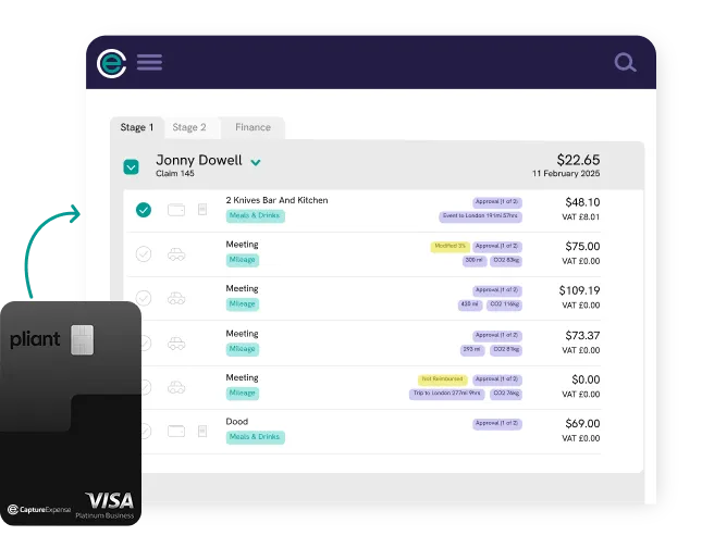 Card approval requests for Capture Expense cards issued through Pliant
